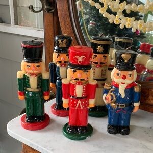 Vintage Lot of 5 Holiday Nutcracker Candles Figurine Collection